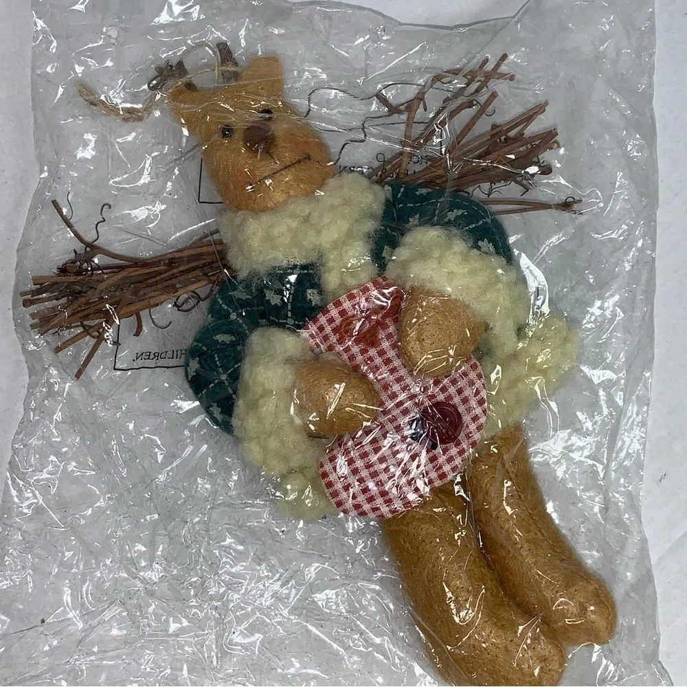 Lot of 5 Country Plush Decorations Ornaments Santa Snowman Reindeer Girl NEW